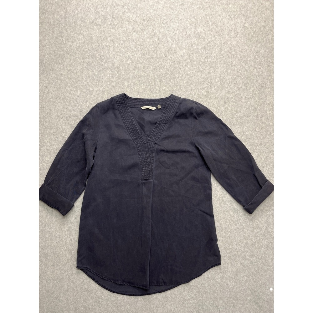 Soft Surroundings Dark Gray Tencel Lyocell V-Neck Tunic Top 3/4 Sleeve Small